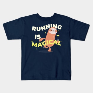 running is magical (with cute sloth) Kids T-Shirt